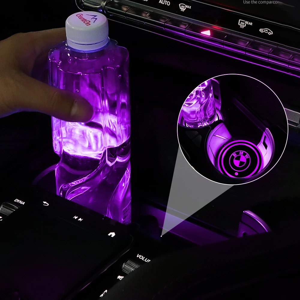 7 Color LED Car Cup Holder Light Luminous Coaster Water Cup Pad For BMW E36 E39 E46 E60 E90 E90 F01 F10 F30 E93 G01 G20 G21 G30