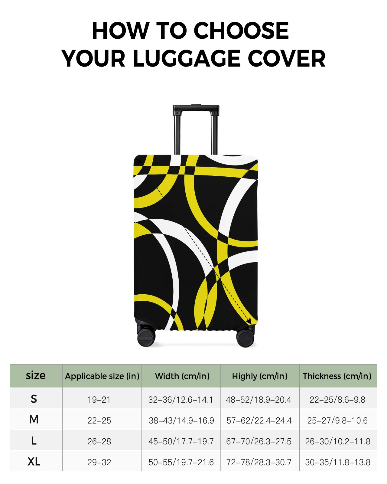 Geometric Abstract Modern Art Yellow Luggage Cover Stretch Baggage Protector Dust Cover for 18-32 Inch Travel Suitcase Case