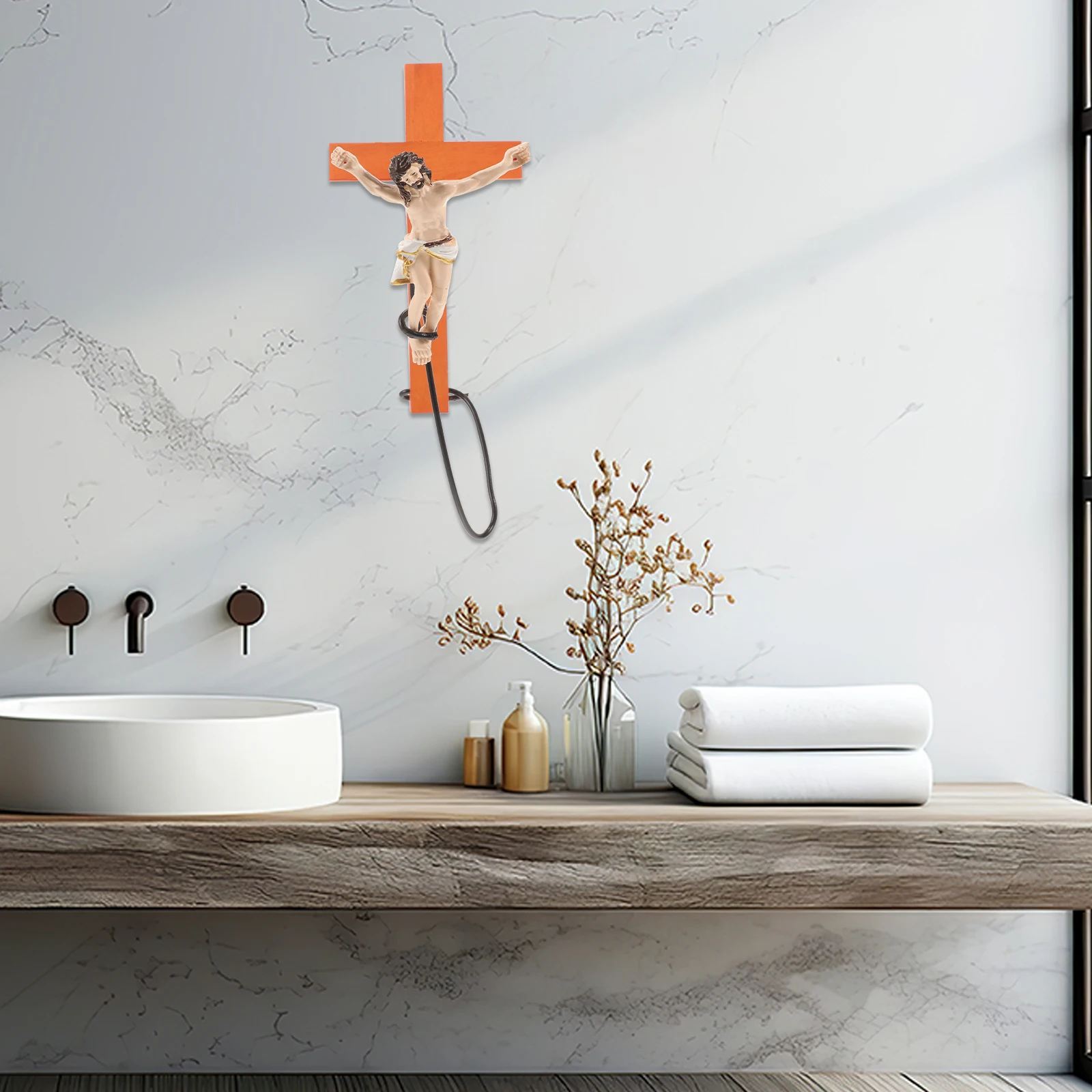 

Bungee Jumping Jesus Cross Wall Hanging Resin Craft Safe for Christian Believers Crosses for Wall Jesus Figure