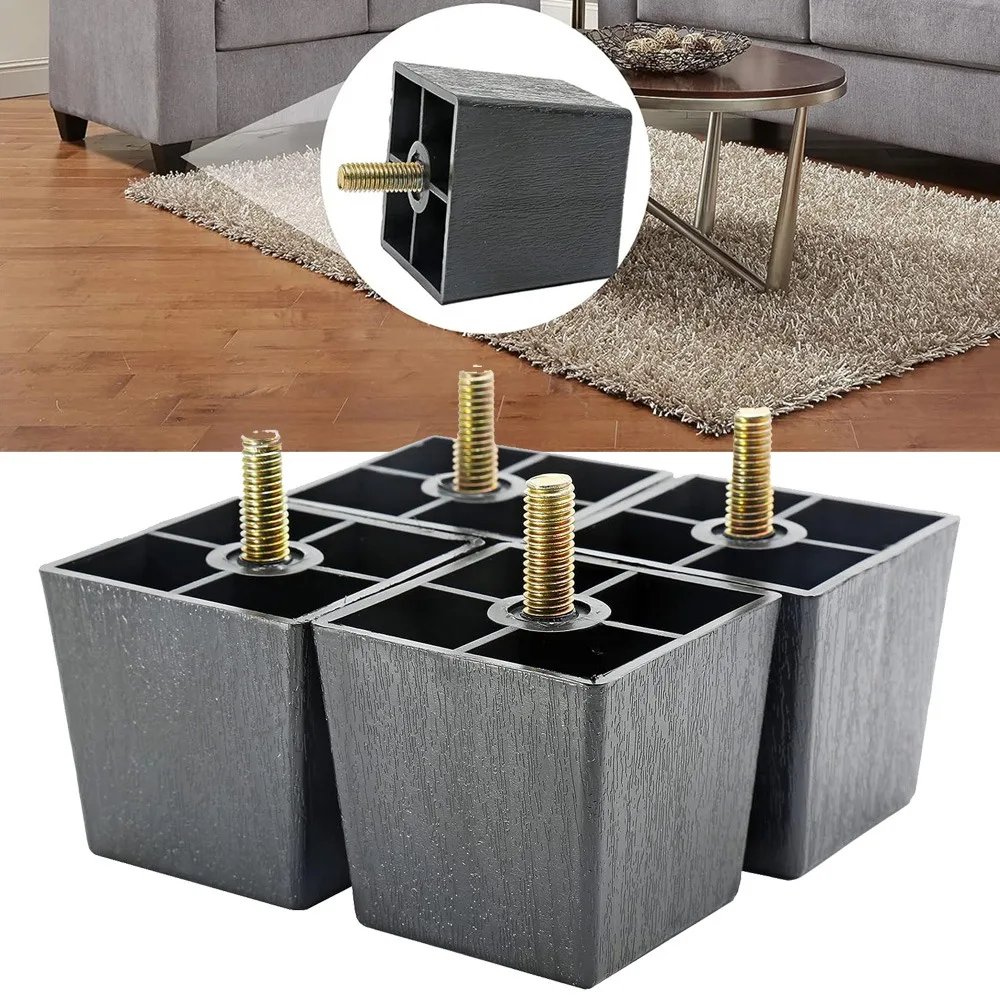 Sofa Legs Square Tapered Plastic Couch Legs Replacement Furniture Legs with M8 Hanger Bolts Chair Sofa Dresser Cabinet Loveseats