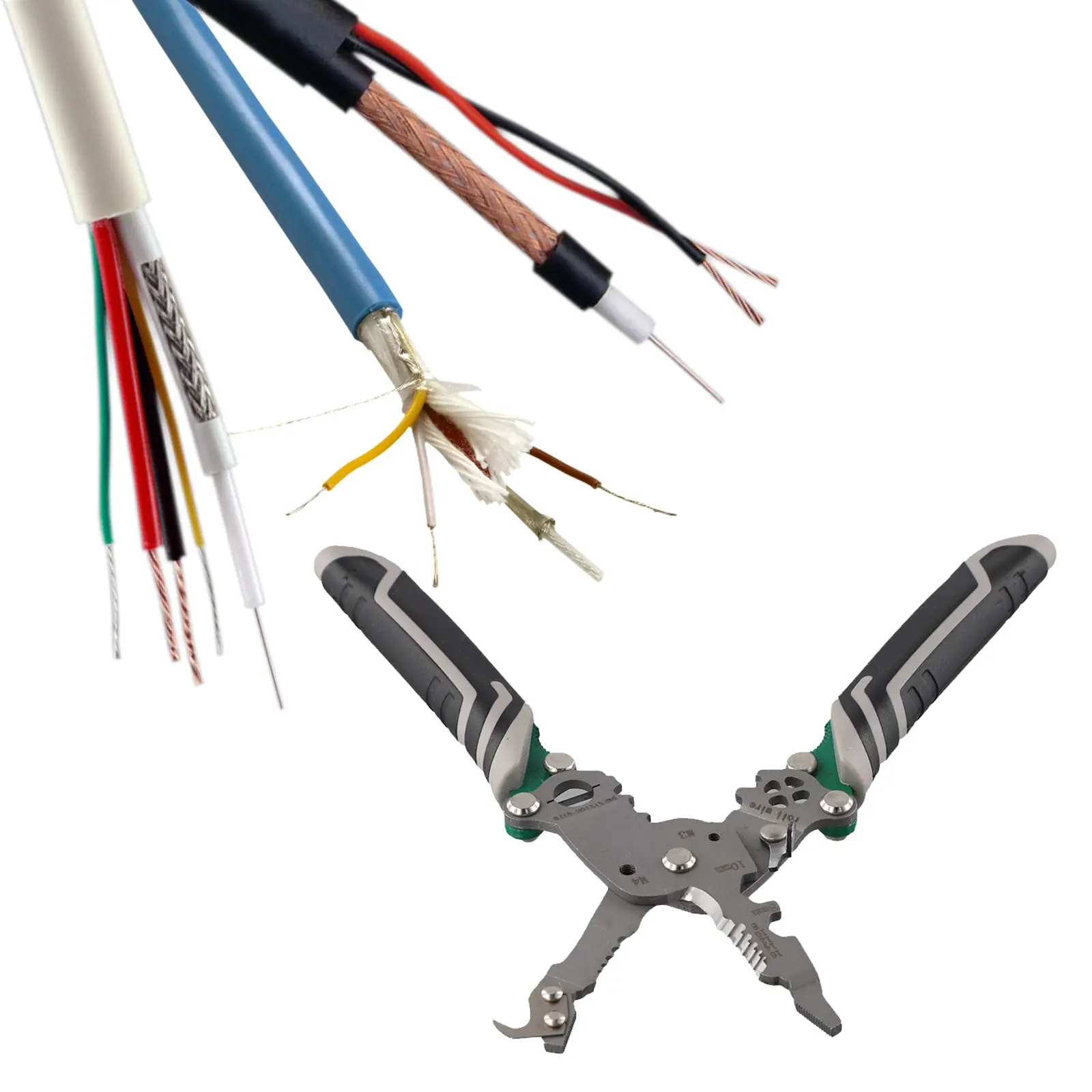 

Wire Cutting Tool Wire Crimper Broad Stripping Range Chromium-Vanadium Steel Multi Function Wire Stripper 222mm 8.88inch