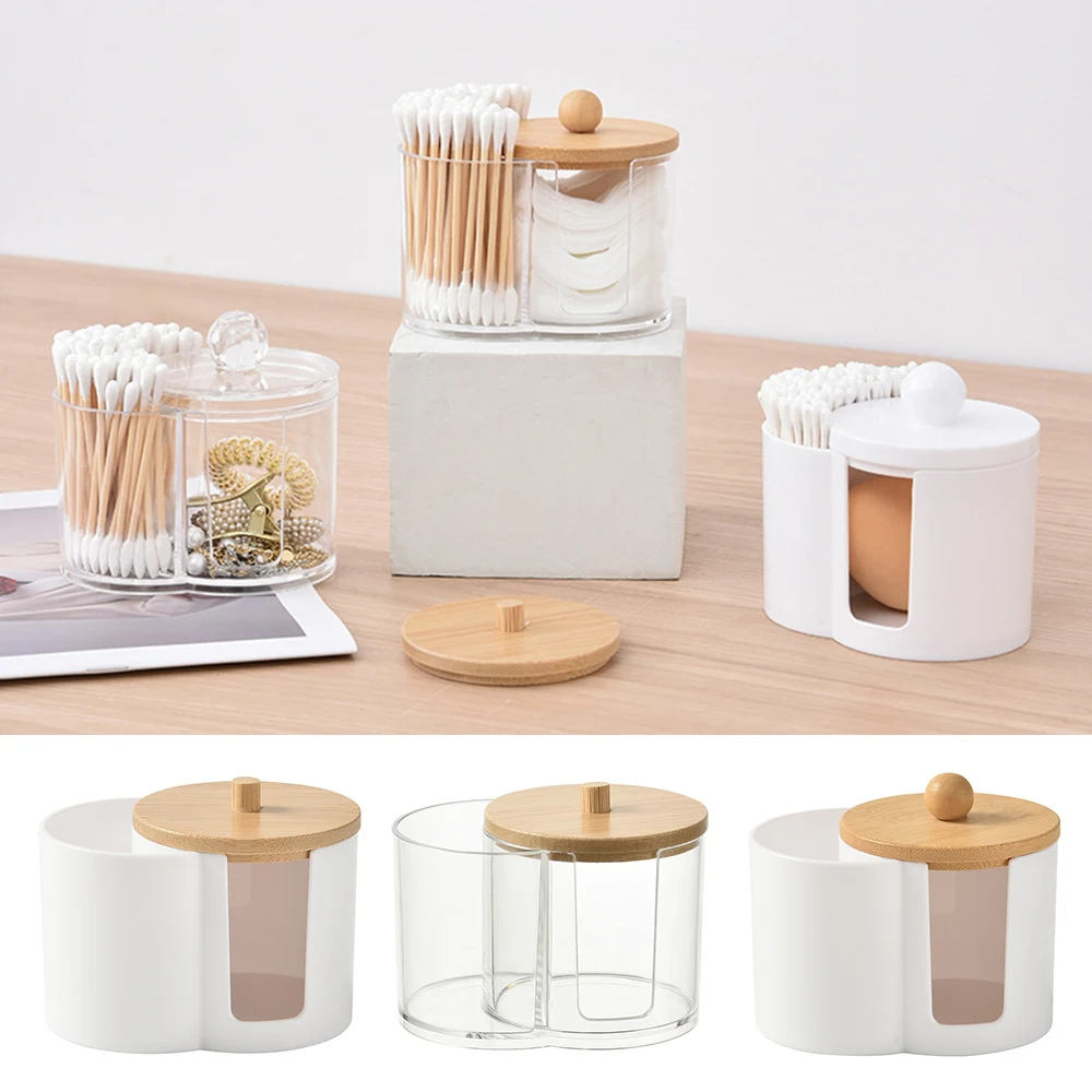 Jar Cotton Swab Box Cotton Round Pad Holder Powder Puff Storage Box Multifunction Makeup Organizer Bathroom Durable Portable