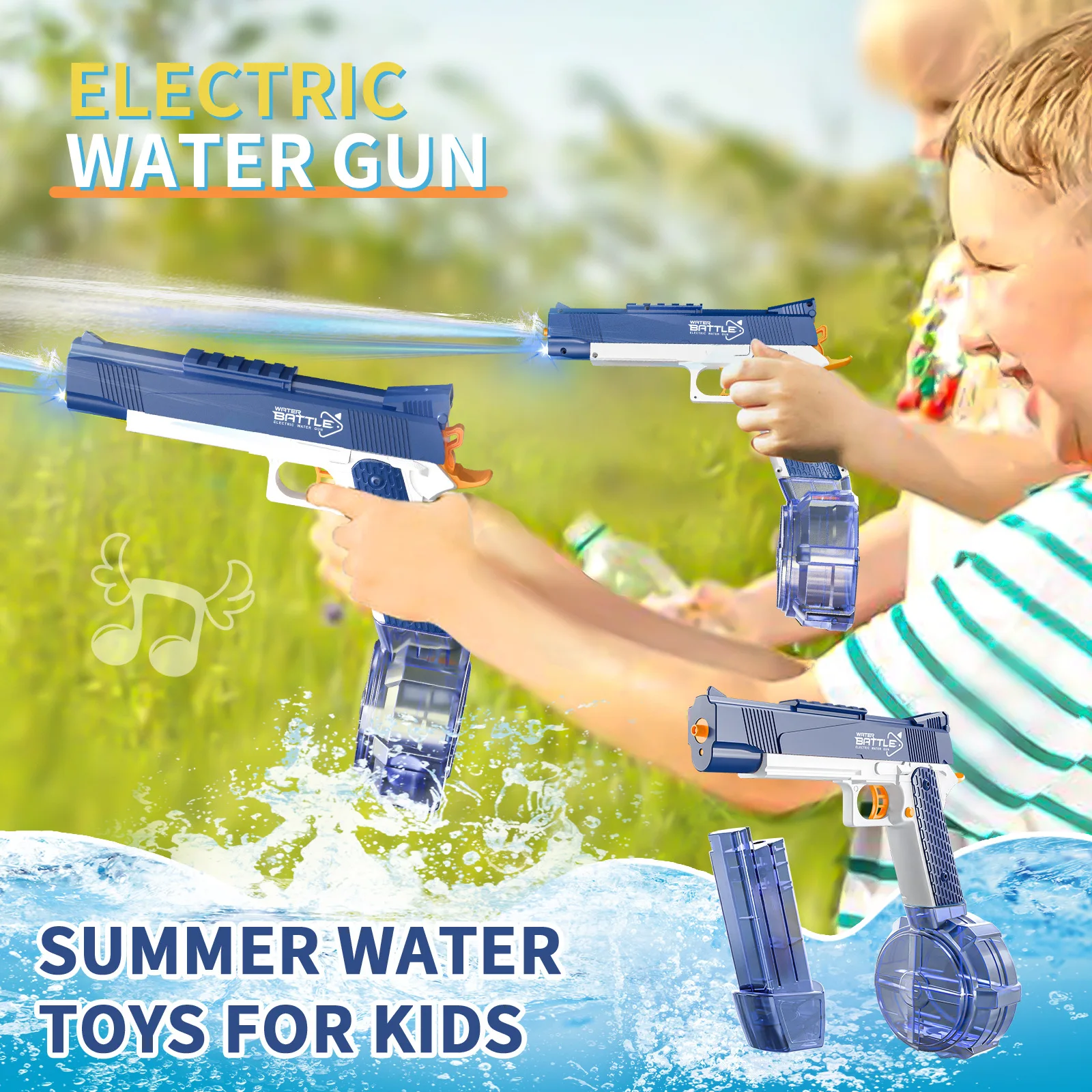 Pistola de agua eléctrica M1911 para niños y niñas, juguete de juego totalmente automático, Cañón de verano, lucha contra las aguas al aire libre, regalo de playa