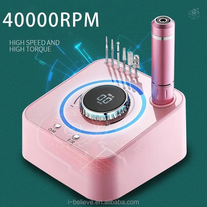 

40000RPM Good Quality Professional Strong Nail Salon Tool Machine Wholesale Pink Desktop Electric Nail Drill Machine