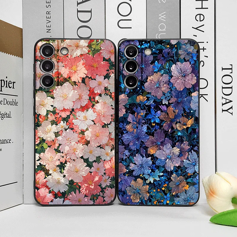 Flowers Printing Beautiful Floral Fragments Silicone Phone Case for Samsung Galaxy S25 S24 S23 Ultra S22 Plus S21 FE Soft Cover