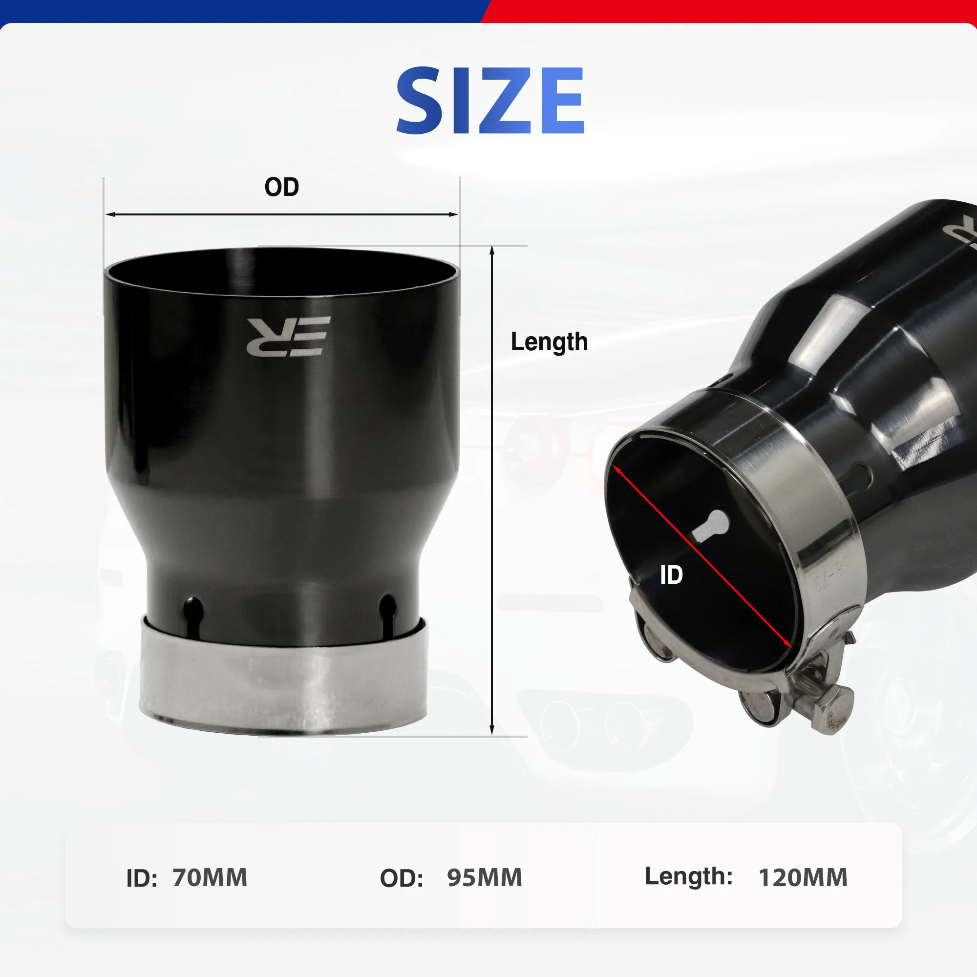ER Exhaust Racing Black Chrome Exhaust tips for BMW F87 M2 F80 M3 F82 F83 M4 stainless Muffler Tail Tips auto parts