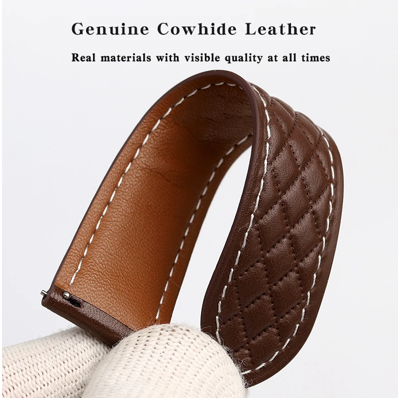 Correa de reloj de cuero genuino Universal para hombre, pulsera de cuero de vaca con hebilla magnética plegable para Heuer F1 Carrera, 20MM, 22MM