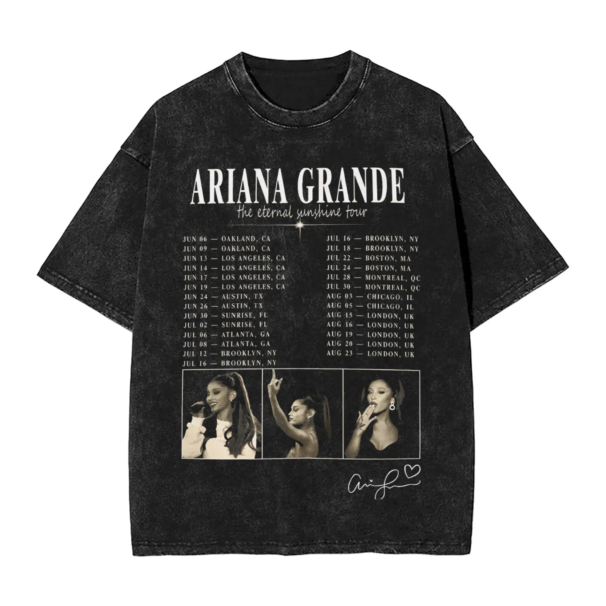 Arianas Grandes The Eternal Sunshine Tour 2026 Washed T Shirt Streetwear Hip Hop Vintage T-Shirts  Tees for Men Women Cotton