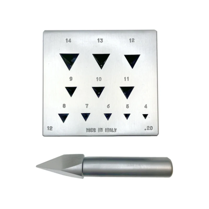 OMO Triangle Bezel Block with Punch Italy Made 4-14mm Precision Triangular Stone Bezels Settings Jewelry Making Tool