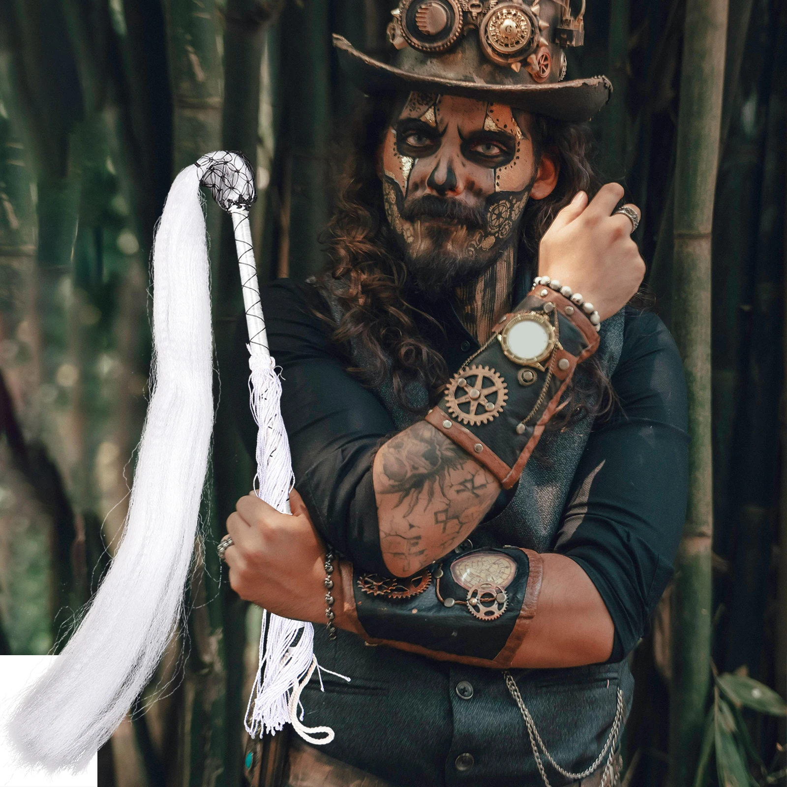 

Tai Chi Whisk Genuine Ponytail Lightweight for Stage Chinese Decor Horsetail Duster Stick nament Fitness