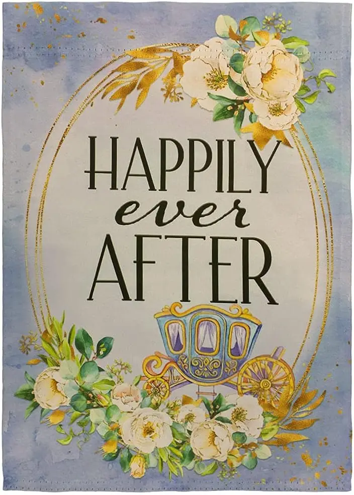 Happily Ever After Fairy Tale Wedding Garden Flag - 12x18