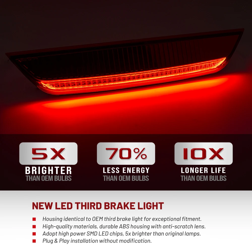 Rear Center Third 3rd Brake LED High Mount 3rd Brake Light Stop Lamp For Ford Transit Tourneo Custom MK2 2023+ VW Transporter T7