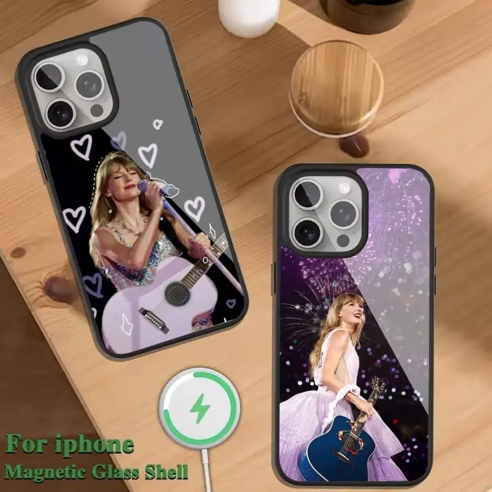 

T-Taylor S-Swift singer Phone Case For Magnetic Wireless Charge Cover For iphone 16 15 14 13 12 11 Pro Max Plus Coque
