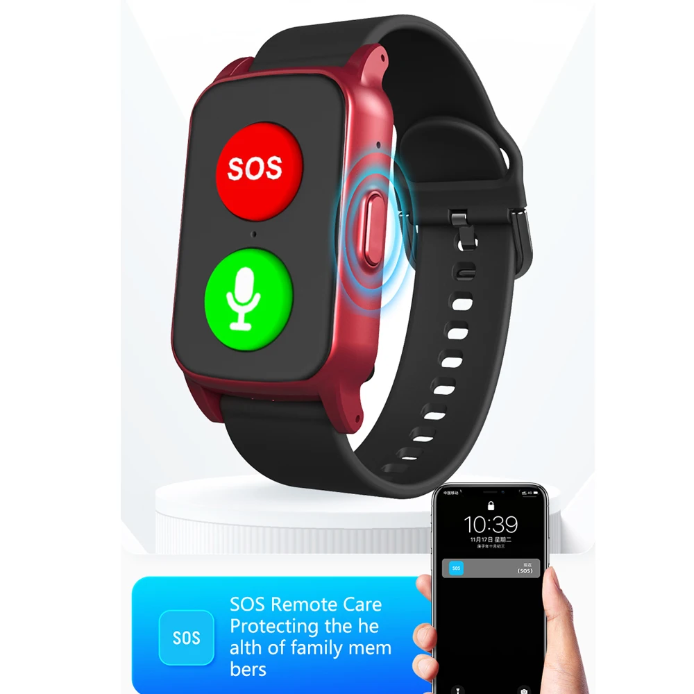 4G GPS-tracker voor ouderen, locatievolgsysteem, positie-armband met slimme hartslagmeter, modieus, temperatuurmeting, anti-verlies GPS-horloge
