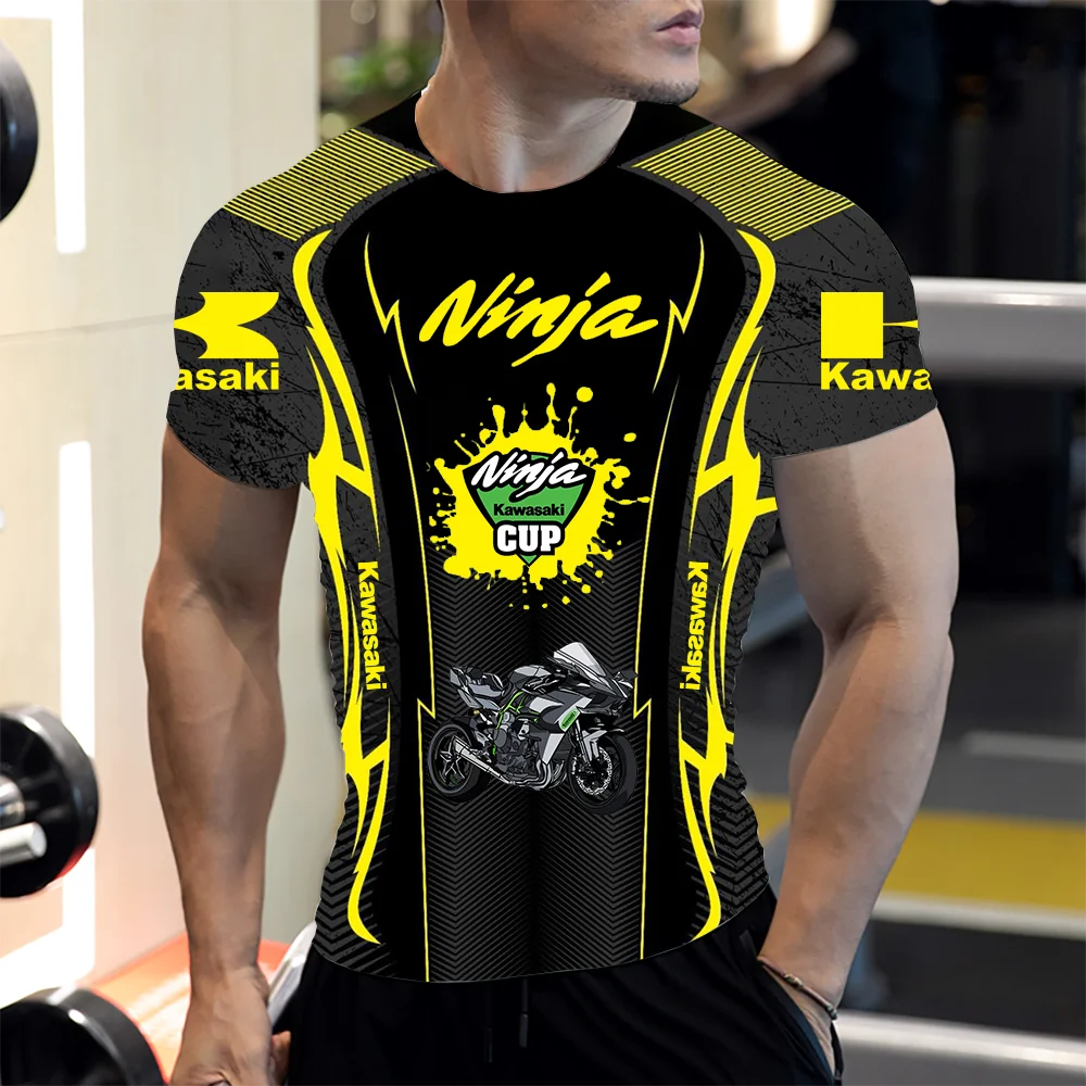 

Motorcycle Kawasaki T-shirts Men Fashion Racing Team 3d Man Hip Hop Tops Motorcycle Enthusiast Casual T Shirt Motorcycle Riding