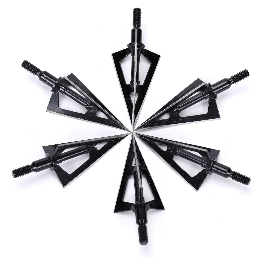 6/12/24pcs Arrowhead 100Grain Tip Point Telflon Surface Treatment Broadhead Arrow Bow Hunting Beast Arrow Head 3 Blades