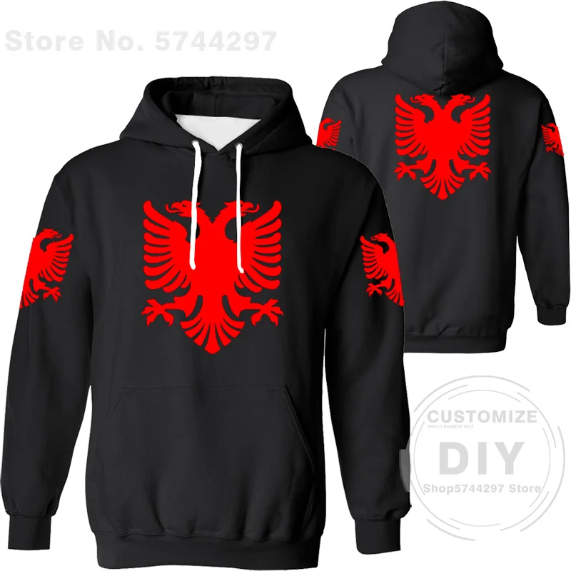 Albania Hoodie Free Custom Name Number Sweatshirt Albanian Eagle Flag Print Text Albania Sports Jersey Coat