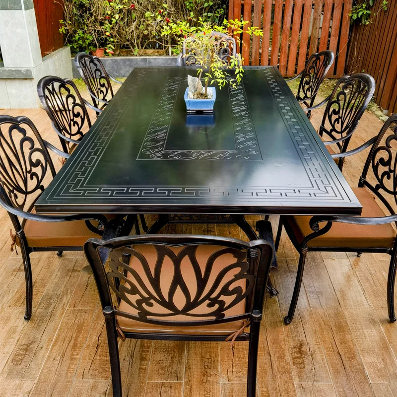 

Outdoor tables, chairs and tables Home leisure Outdoor terrace Villa aluminum alloy furniture European wrought iron courtyard Ga
