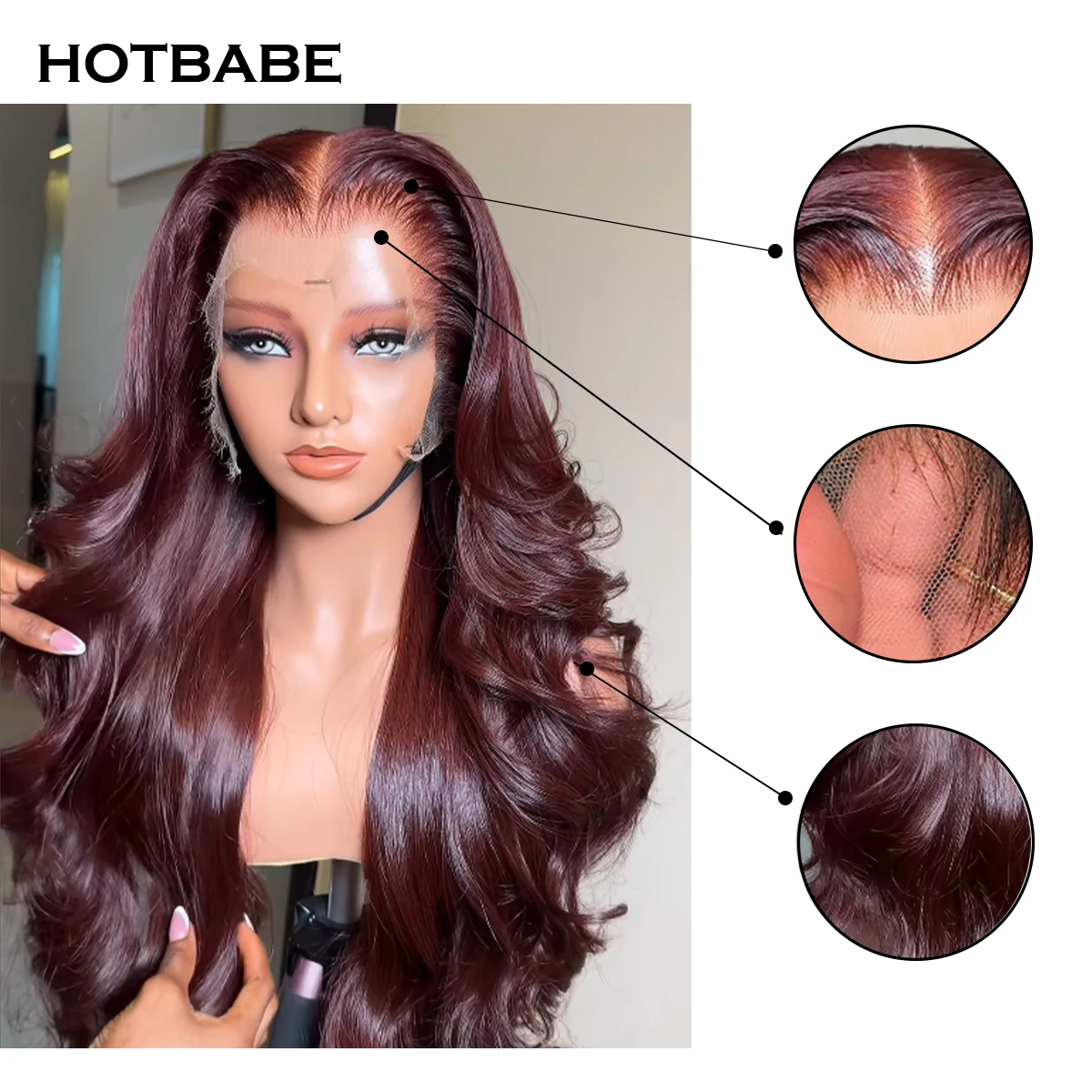 99J Burgundy 360 HD Lace Frontal Wigs Colored Body Wave Human Hair Wigs High Density 10-36 Inch Red Wig Brazilian Remy For Women image 2