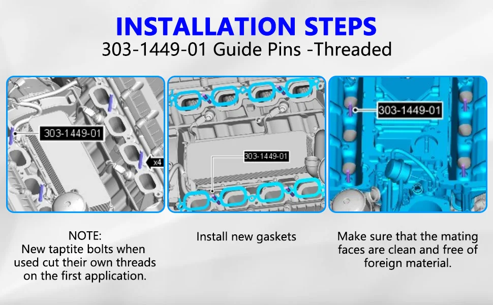 8-teiliges Kompressor-Installationswerkzeug für Jaguar Land Rover 3.0 5.0 V6 V8 Motoren, Gewinde- und Glattführungsstifte 303-1449 Set – Detail 3