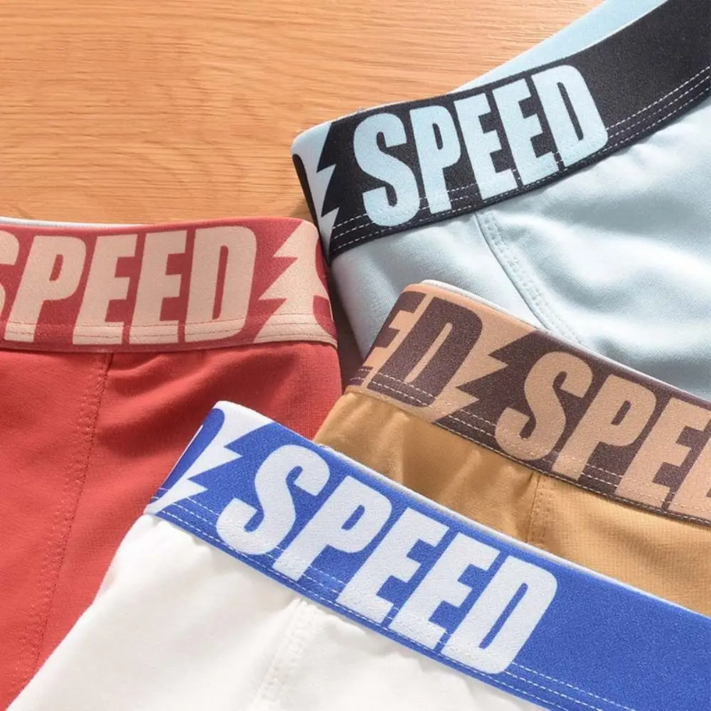 3PCS Fashion Plus Size Men's Boxer Briefs Mid Waist Seamless Letter Printed Panties Elastic Lingerie Shorts Underpants Gifts