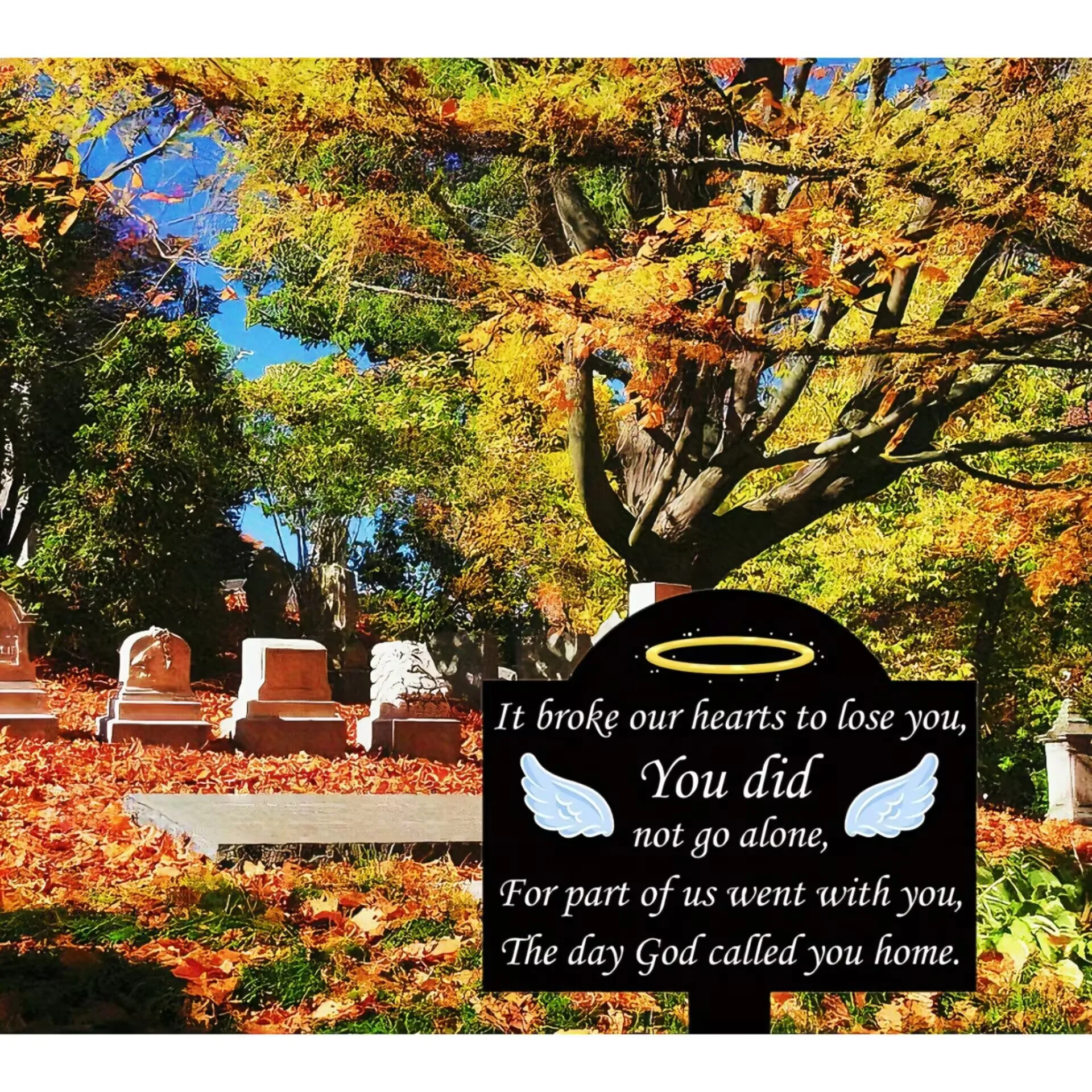 Memorial Grave Marker Stake Angel Wings Halo Cemetery Sign Outdoor Garden Remembrance Plaque For Lost Loved Ones