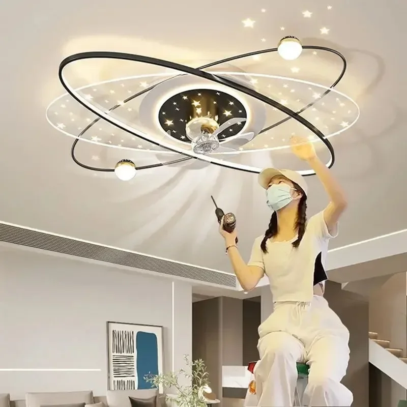 Nuovo moderno soggiorno ventilatore da soffitto luce Led intelligente ventilatore silenzioso lampada a sospensione per camera da letto cucina decorazione della casa lustro infissi