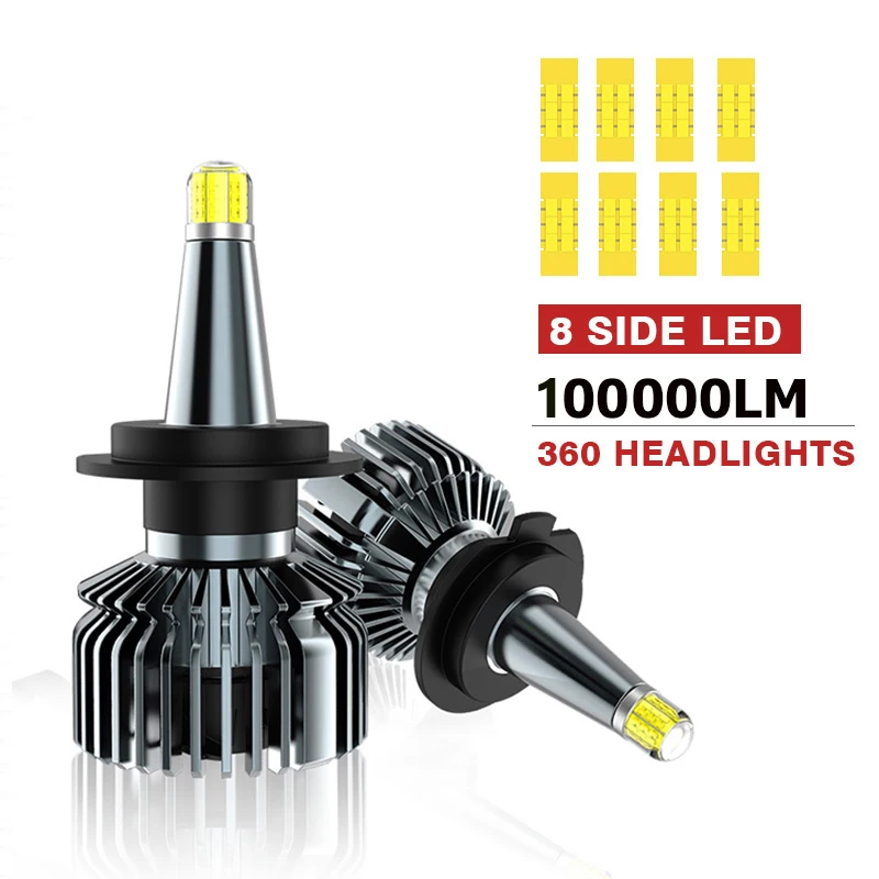 H7 LED 100000LM Car Headlight Bulb H1  360º H11 H8 H3 9005 HB3 9006 HB4 9012 HIR2 D1S D2S 360000LM 6000K Auto Fog Light 12V Lamp