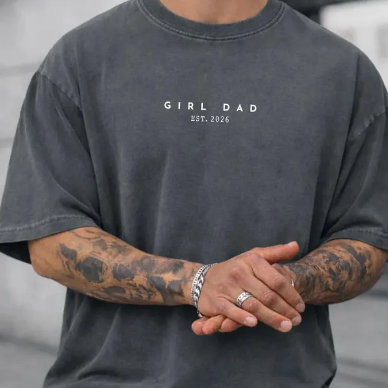 

Girl Dad T Shirt Minimalist Daddys Girl Apparel T-shirt Vintage Washed Fathers Day Gift Male Clothes High Quality