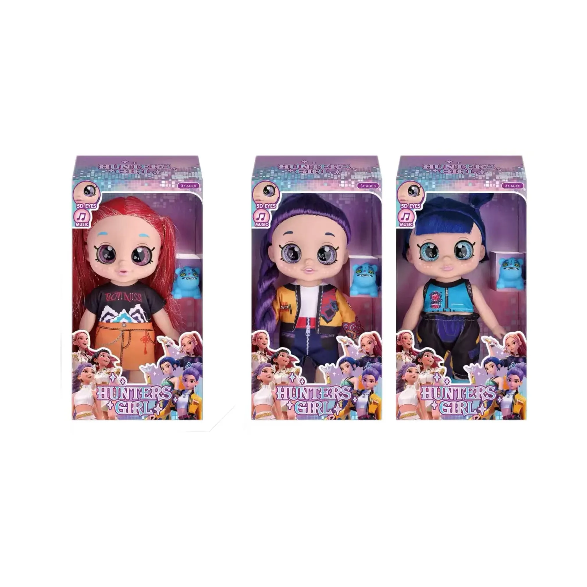 

2026 K-pop Hot-selling 10-inch 5-joint 5D eye chubby child K-POP Witch Hunter Group music-enabled vinyl doll Mini Tiger