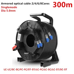 TPU Armored Fiber Optic Cable,Singlemode,2/4/6/8 Cores,with PCD380 Reel and Protective,Waterproof, Outdoor, High Quality, 300m