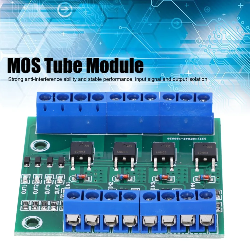 4-Channel 4‑Way MOS Tube Module YYNMOS-4 PWM 3-20V Field Effect Tube Module 0~1KHZ YYNMOS‑4 Field Effect Tube Module