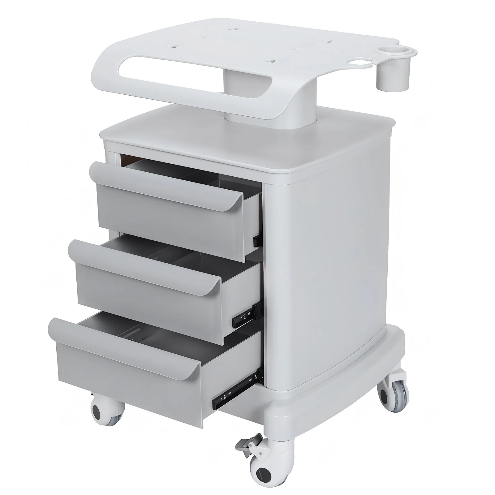 

Mobile Ultrasound Cart with Wheels Mobile Nurse Workstation with 3 Drawers 110LBS Load for Hospital Dental Clinics Beauty Salons