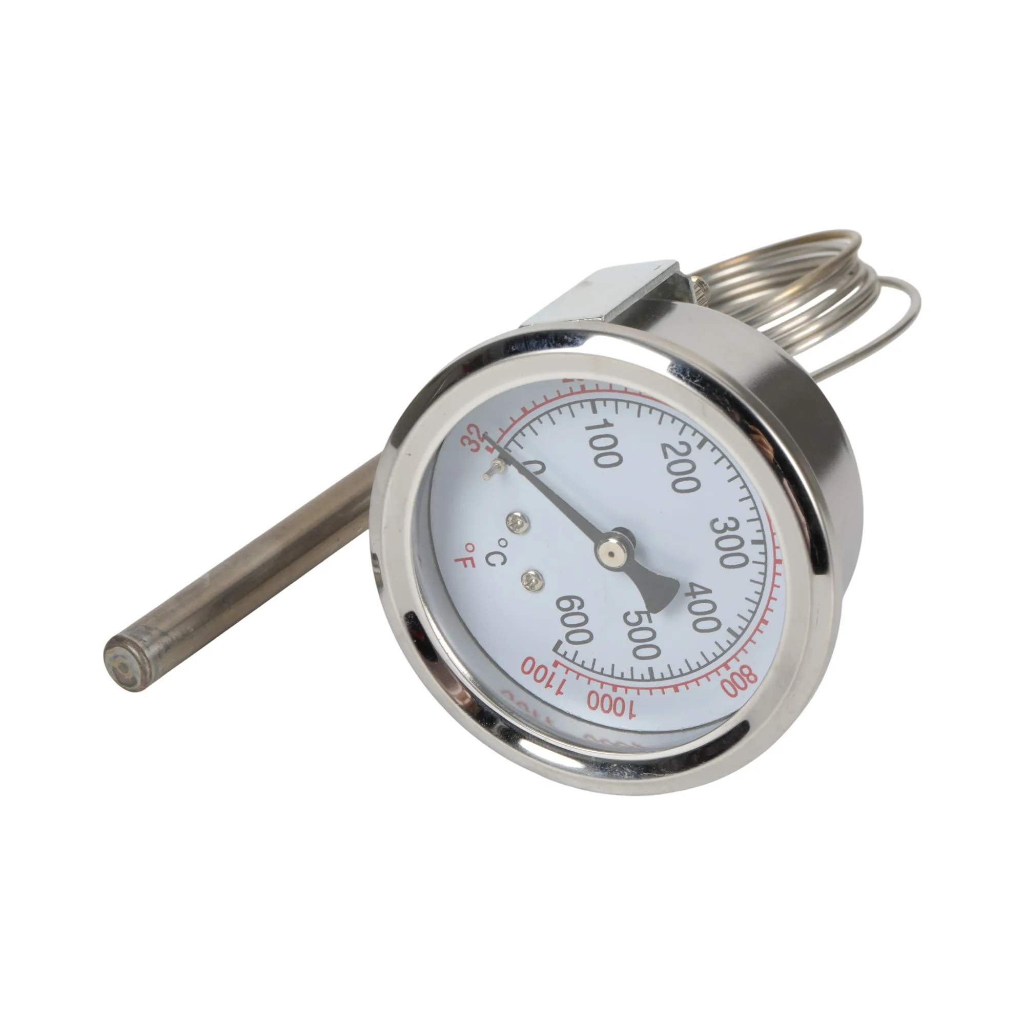 Pizza Oven Thermometer Stainless Steel Temperature Gauge 0-600 Degrees Celsius High Temperature Electric Oven Pointer Thermometer Kiln Temperature Display