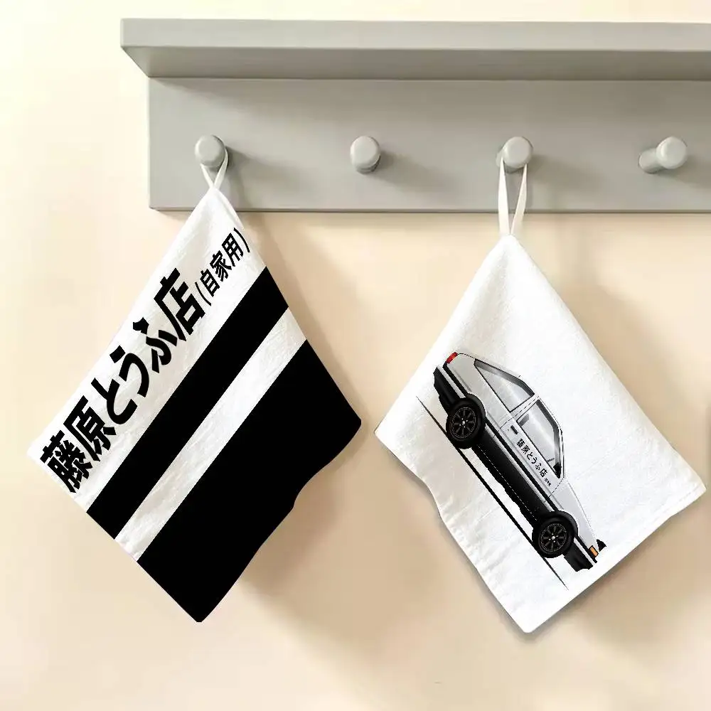 Cool Manga I-Initial D Home Kitchen Towel, Polyester Cotton Material, Wear Resistant Hand Wiping Towel for Home、bedroom、travel