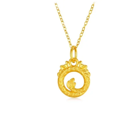 trendy jewelry 24k pure gold dragon pendant 999 real gold charms 3d hard gold jewelry accessories