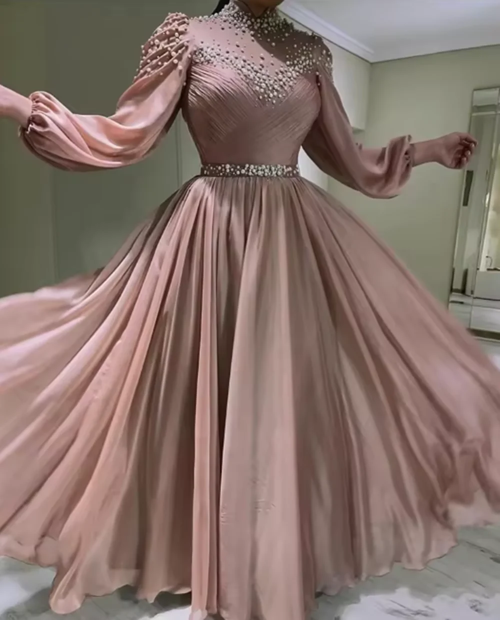 

Customized Birthday Dresses Luxury Floor-Length A-Line Scoop Neckline Dress Women Elegant Luxury Beading Dubai Luxury Evening