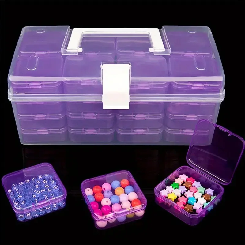 Caja de almacenamiento de plástico, organizador multifuncional de bricolaje para manualidades, cuentas, joyas y productos para uñas, caja de clasificación portátil