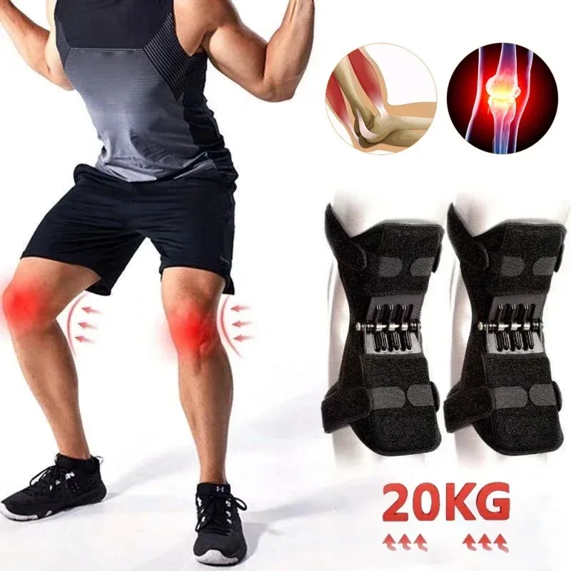 Knee Booster 1 Pair Support Knee Pads Breathable Non-slip Lift Pain Relief For Knee Power Spring Force Stabilizer