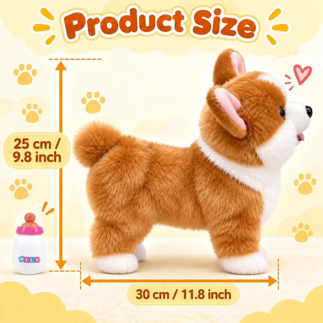 Electronic Interactive Plush Corgi Puppy Walking Dog Toy, Realistic Pet Toy Dog That Walks, Barks, Wags Its Tail & Talks, Gift Present for Kids Ages 3 and Up
