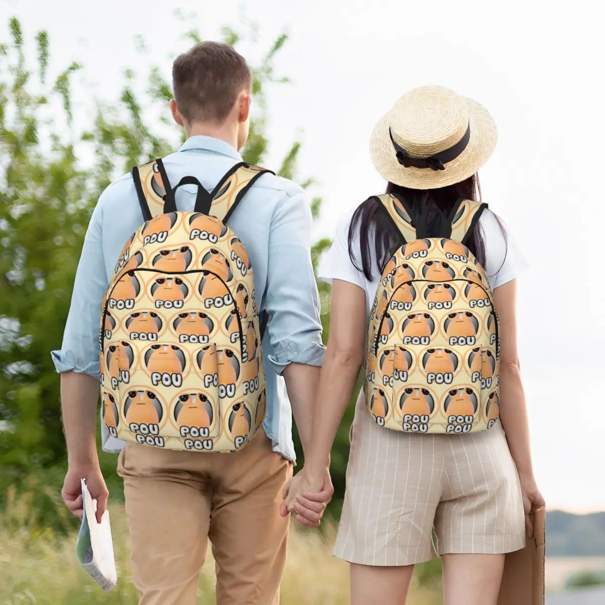 My Pet Alien Pou Cute Cartoon Student Backpack School Bag Hiking Travel Daypack for Men Women Bookbag Shoulder Bags