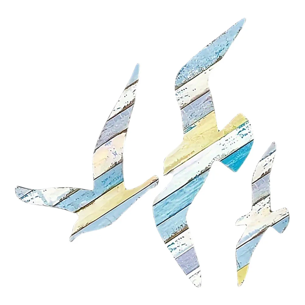 

3 Pcs Seagull Wall Hanging Decoration Home Beach House Plaque Coastal Wooden
