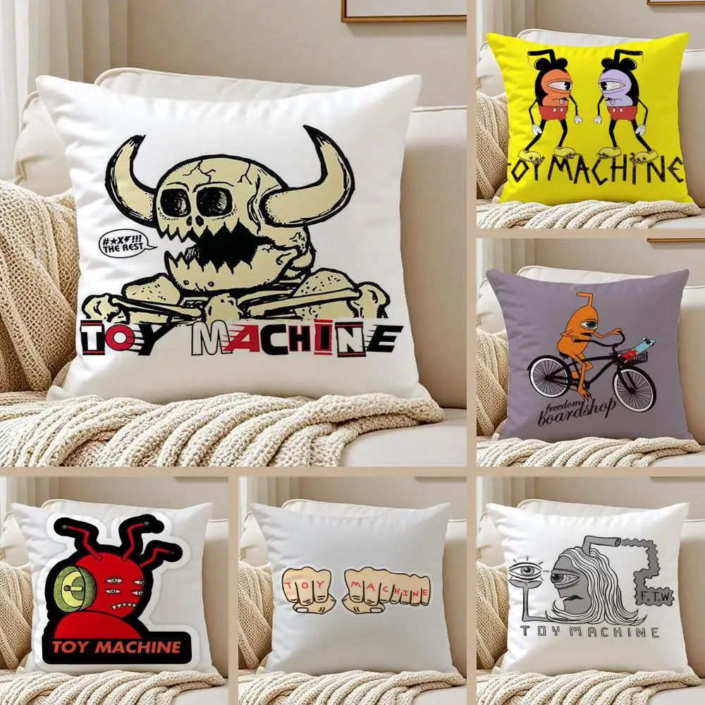 T-Toy M-MachineS S-SkateS Cushion Cover Silky Short Plush Double-Sided Printed Pillow Case for Sofa All Seasons Home Decor Gift