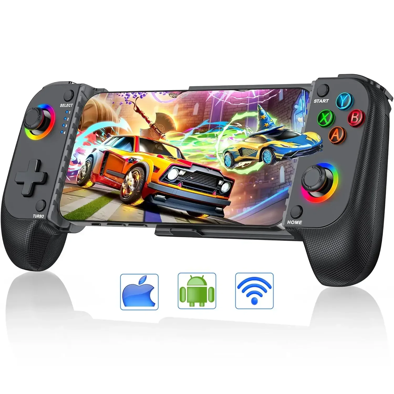 Wireless Phone Controller for iPhone/Android with Hall Joystick, RGB Controller for iPhone Support Minecraft Android Controller