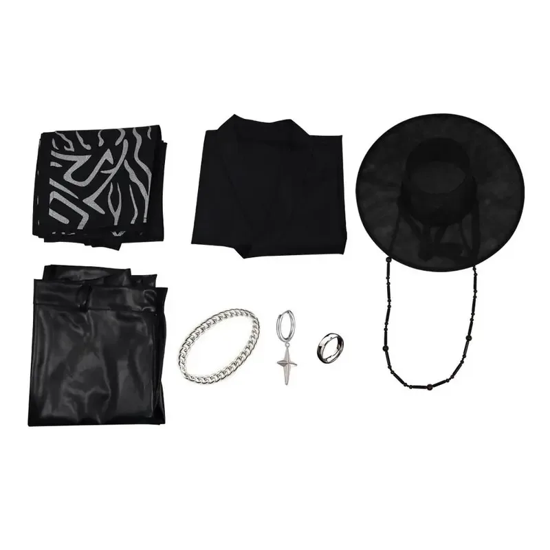 Saja Boys Jinu Cartoon KPop Demon Hunter Costume Cosplay Travestimento da uomo Abiti cinesi con cappello Collana e orecchini Halloween