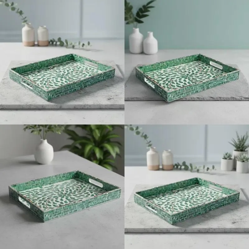 Nordic Light Luxury Handmade Color Shell Tray Multi-functional Desktop Storage Box Rectangular Fruit Plate
