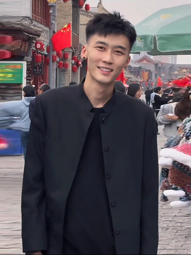 

New Chinese Sle Men's Suit Jaet Stand Collar Wedding Engagement Outerwear Autumn Season Faionable Traditional National ...