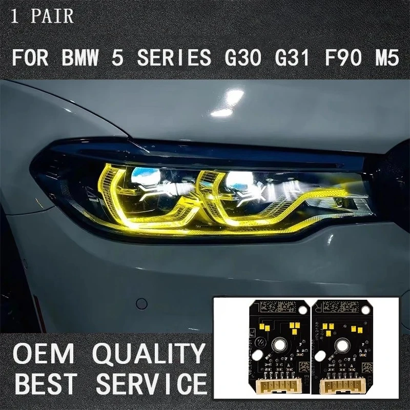 

New BMW LED Headlight Angel Eyes Yellow DRL Module 63117214939 63117214940 For 2018 2019 BMW 5 series G30 530i G32 GT F90 M5