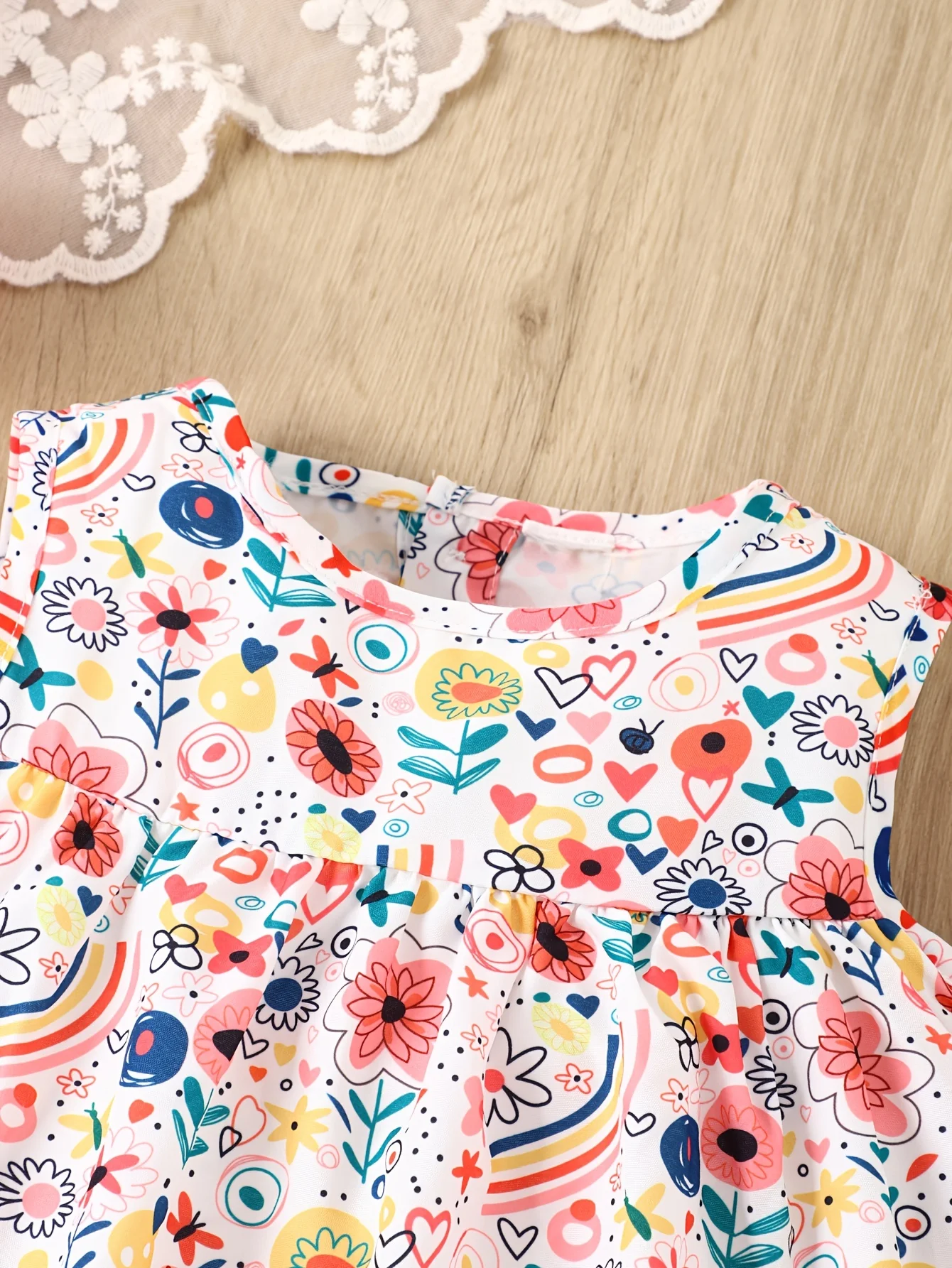 Baby Girl Spring and Summer Cute Casual Breathable Newborn Baby Skin Comfortable Cartoon Flower Print Sleeveless Dress