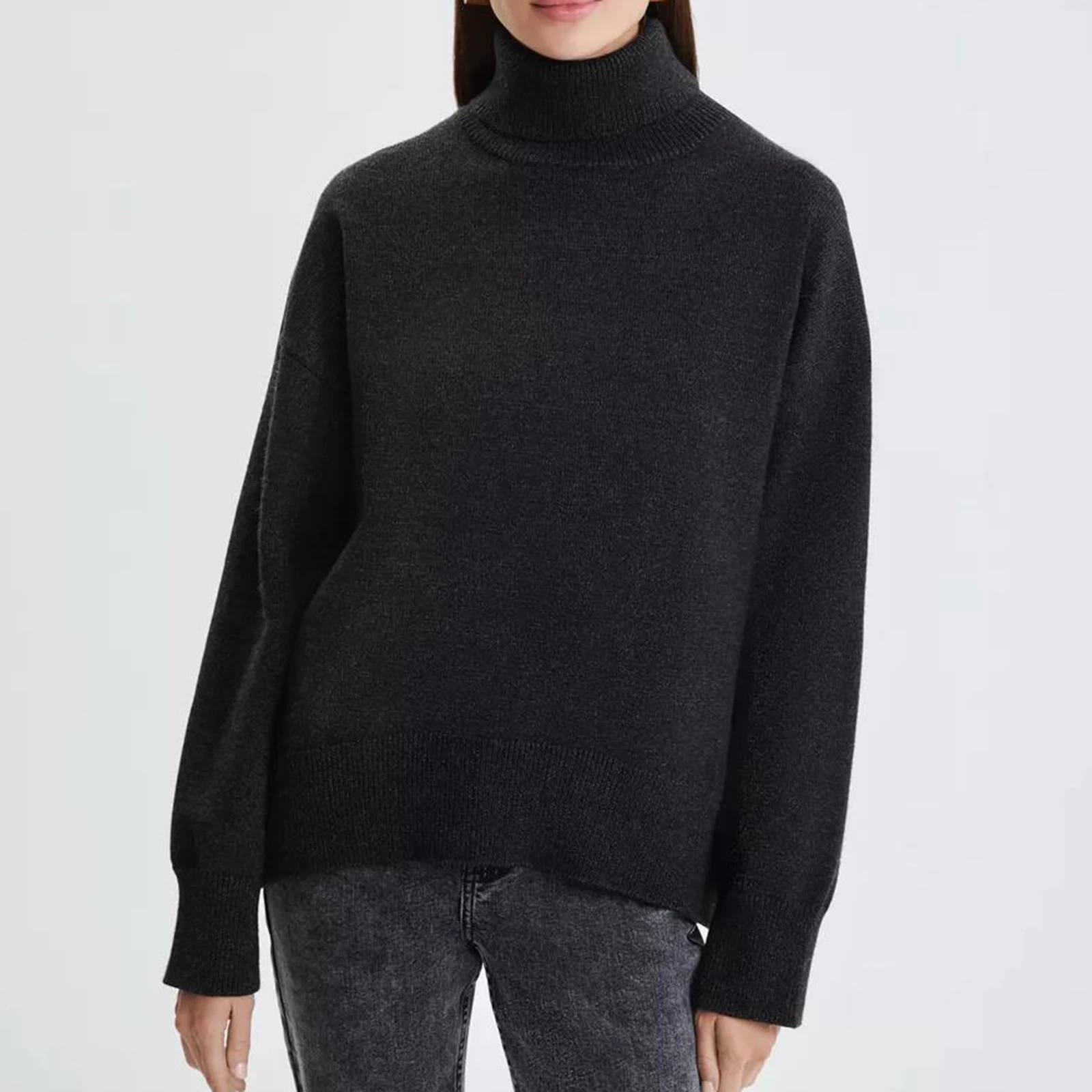 المرأة طويلة الأكمام الشتاء سترة سترة بلوفر مغزول الجولة الرقبة سترة البلوز محبوك سترة ملابس الشتاء امرأة